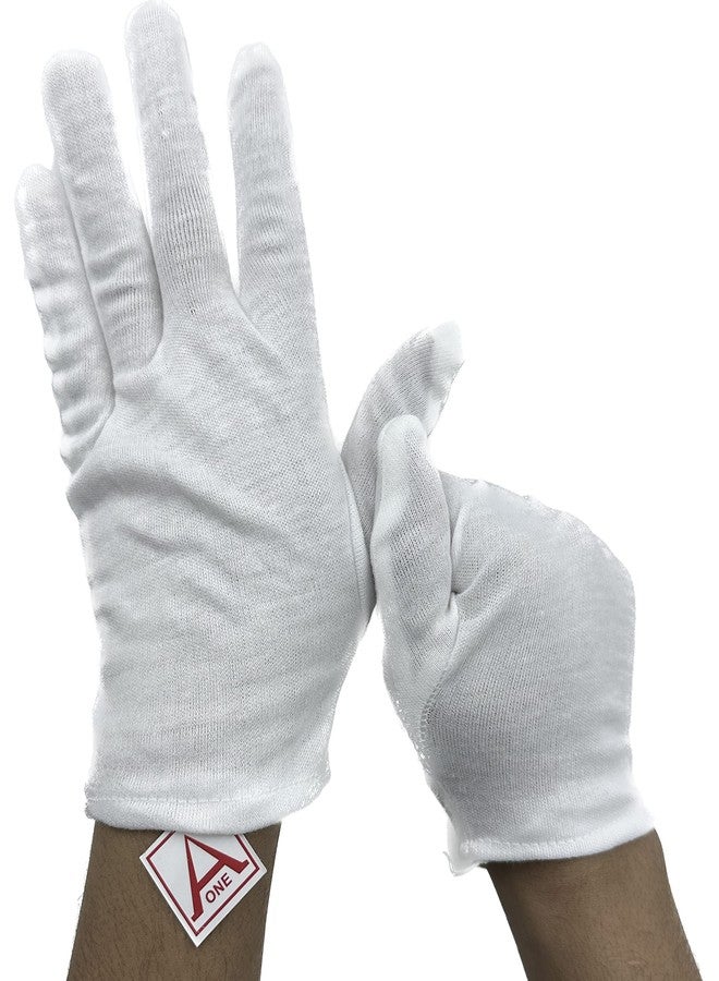 أون قفازات Aone القطنية الفاخرة، 12 زوجًا، مقاومة للبقع وبصمات الأصابع، مثالية لفحص الجودة والتعامل الآمن مع المجوهرات والماس والأحجار الكريمة، ومتاجر الساعات، وللسائقين، وللحماية من الشمس والغبار. - Image 2